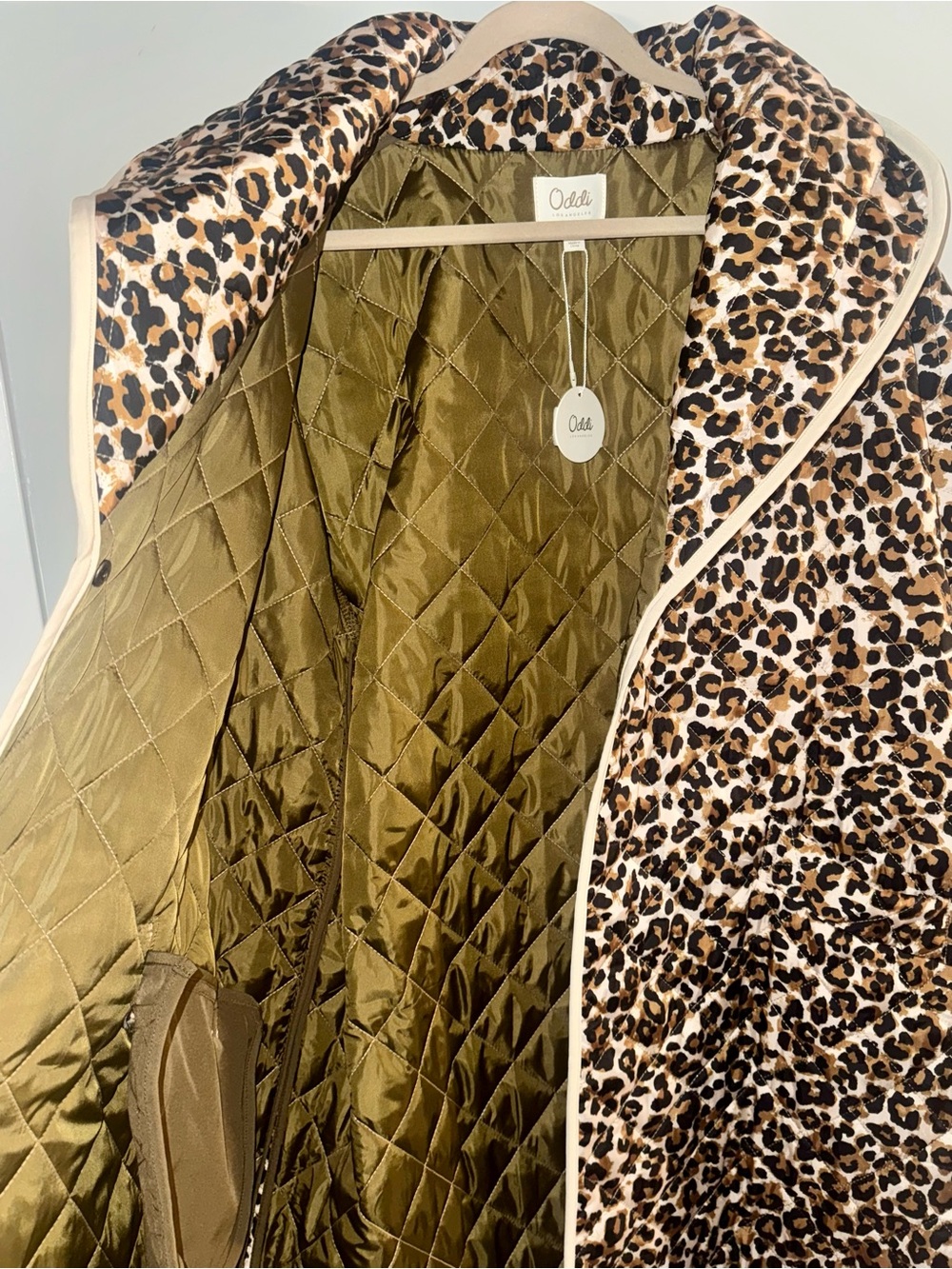 Leopard Print Quilted Robe Coat - Brown - Picture 5 of 7
